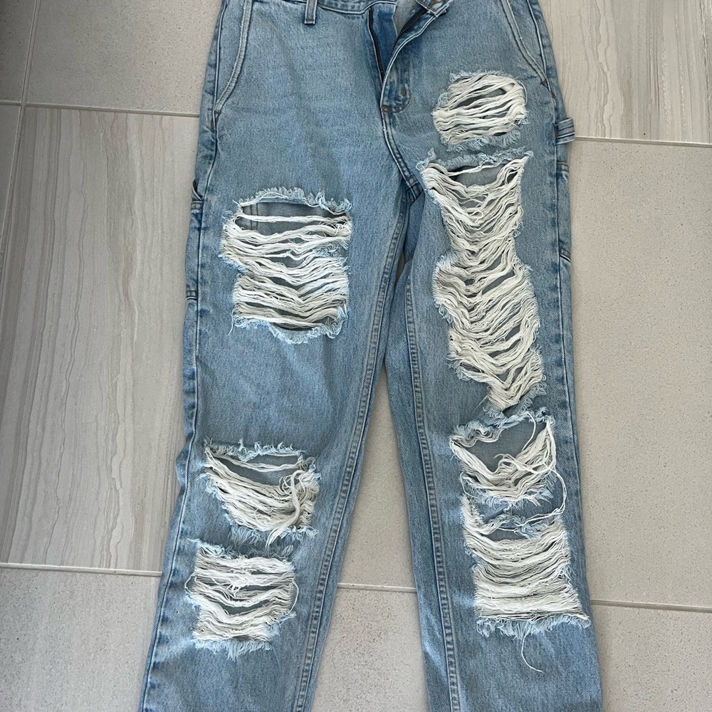 Carmar Light Blue Distressed Straight Leg Jeans